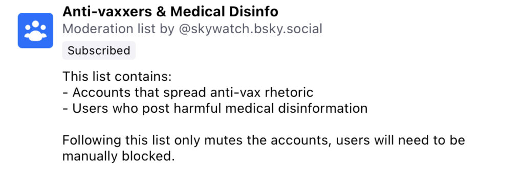 Bluesky mute list Anti-vax