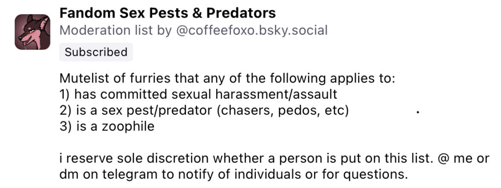 Bluesky mute list Sex predators